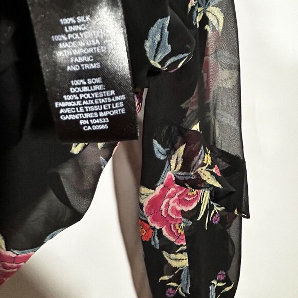Anthropologie Nanette Lepore Margarita Blouse 100% Silk Size Medium Floral - Picture 8 of 10